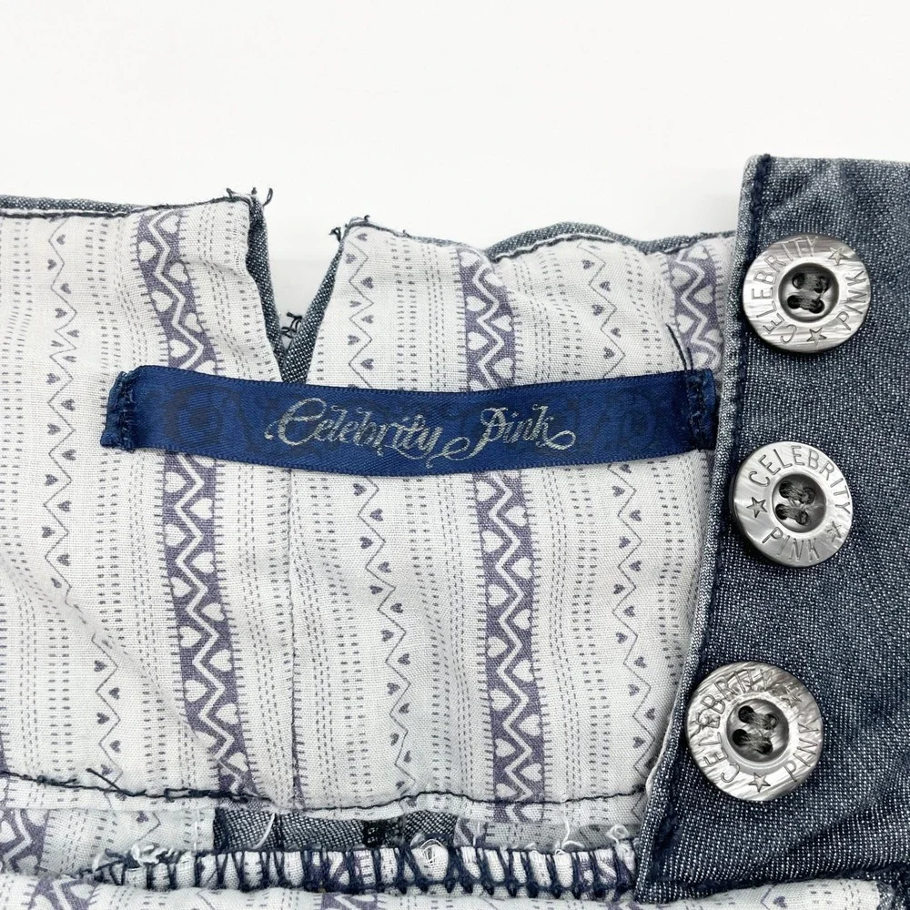 Celebrity Pink Denim Shorts Juniors 9 High Waist Sailor Stretch Nautical Y2K - Picture 8 of 13